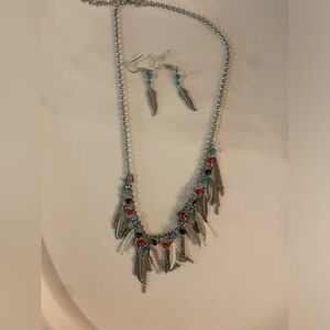Feather and fringe necklace